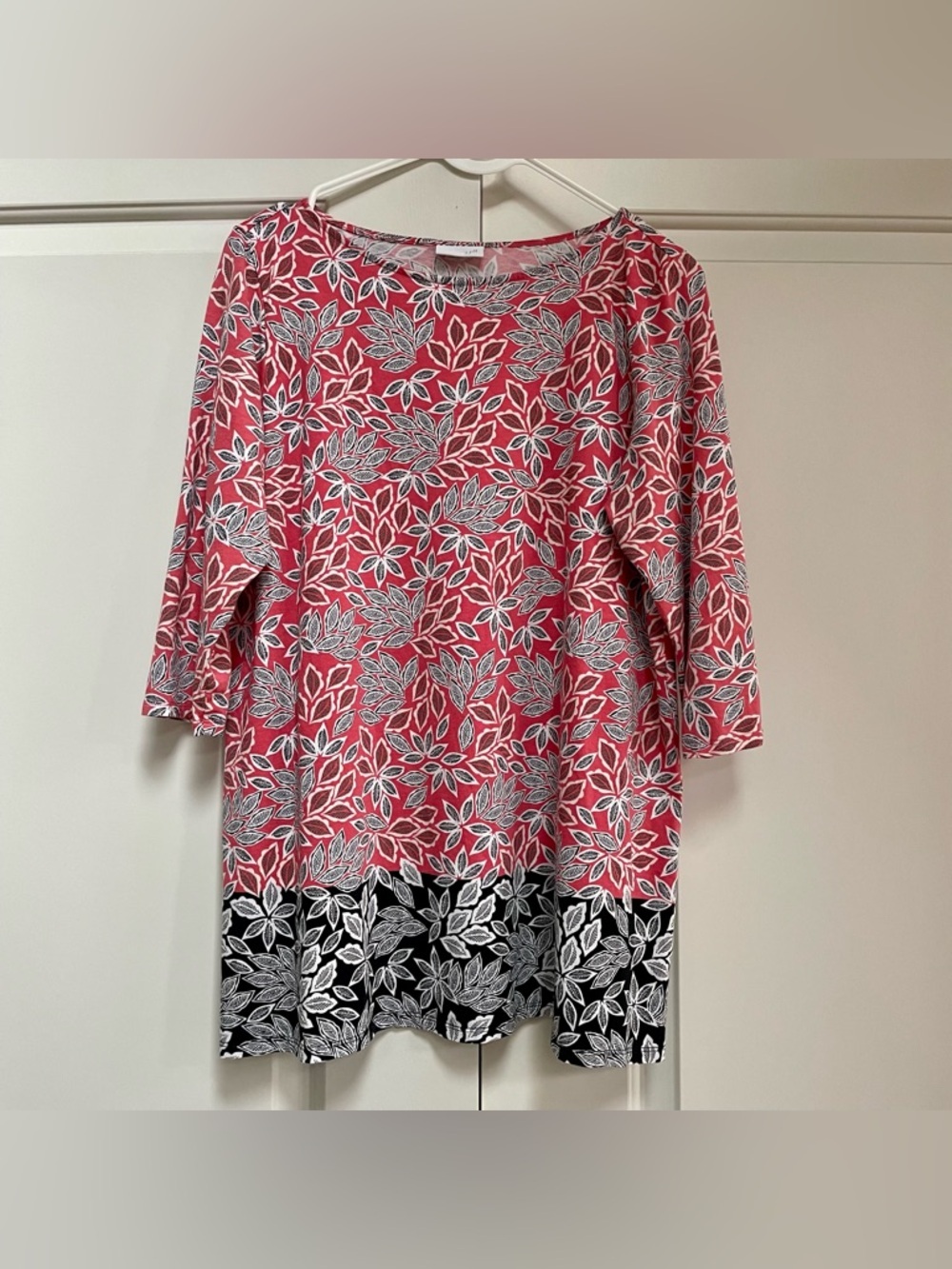 J. Jill Longer Line Scoop Neck 3/4 Sleeve Salmon Soft Casual Popover Top Shirt